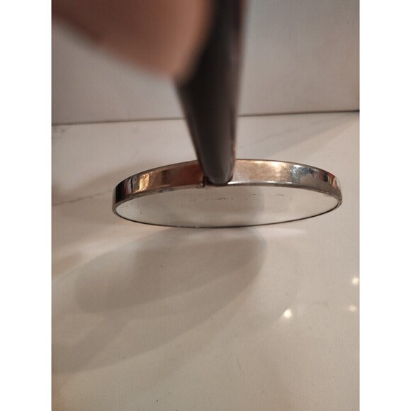 Vintage Handheld Portrait Lid Vanity Mirror with Wooden Handle Woman Portrait - Picture 10 of 13